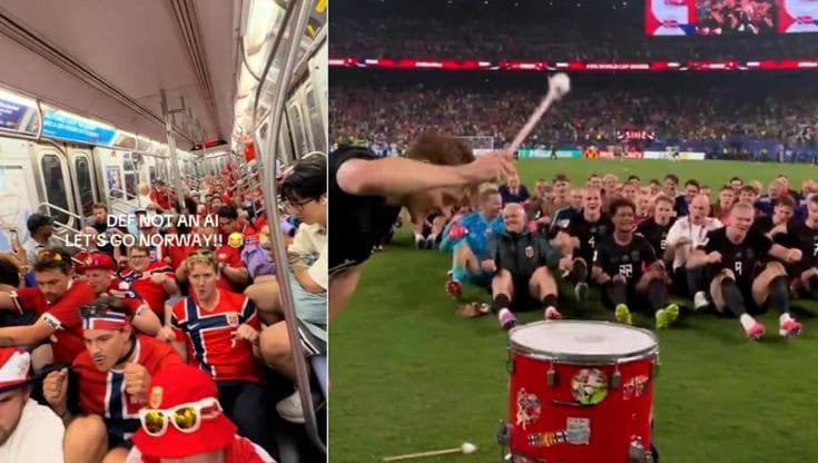 In metro, durante la partita, alla fine con i giocatori: la "Viking row" incessante dei norvegesi