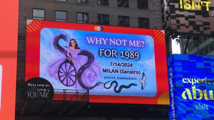 Sui maxi schermi di Times Square il messaggio della ragazza disabile esclusa dal concerto di Taylor Swift