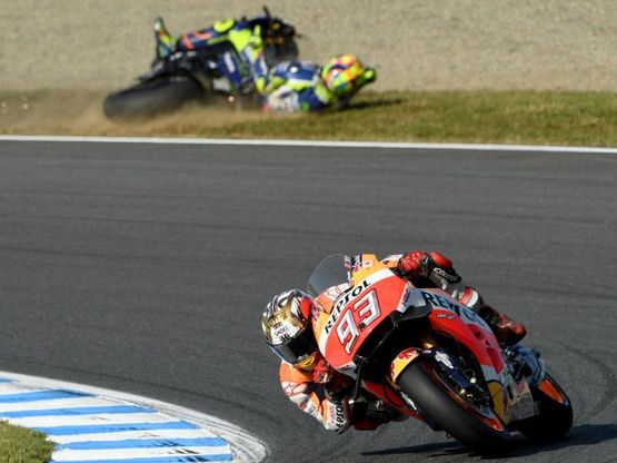 Motogp, la  caduta di Rossi in Giappone
