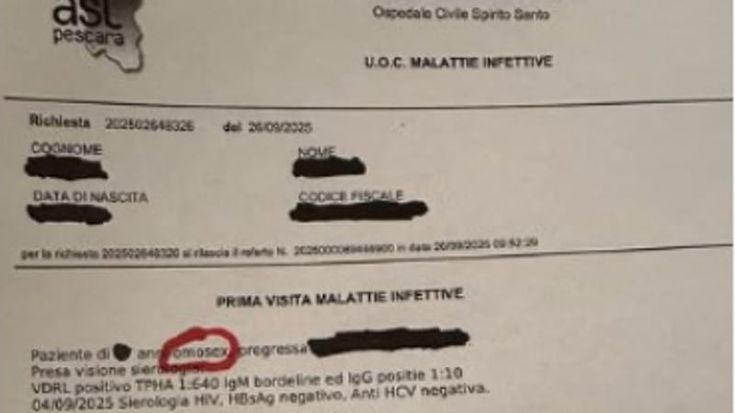 “Nel referto hanno scritto paziente omosex”. La denuncia di un uomo contro l’ospedale di Pescara