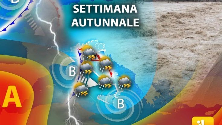 Previsioni meteo: settimana autunnale con tanta pioggia e massime anche sotto i 20 gradi