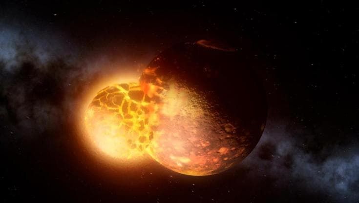 Spazio: la simulazione dell'apocalittico impatto con la Terra di Theia, il pianeta che creò la Luna