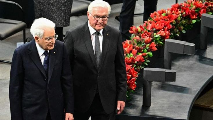 Nell’emiciclo di Berlino omaggio a Mattarella di Steinmeier e Merz