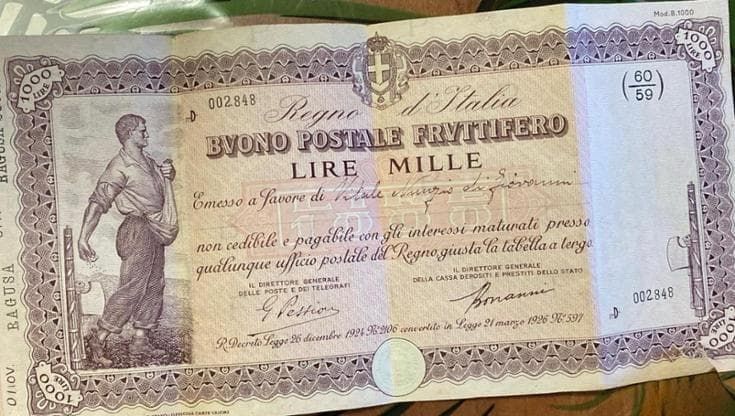 Trova due buoni postali da mille lire del 1939: ora potrebbe incassare 63 mila euro