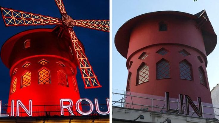 Il Moulin Rouge, storico cabaret parigino, ha perso le sue iconiche pale