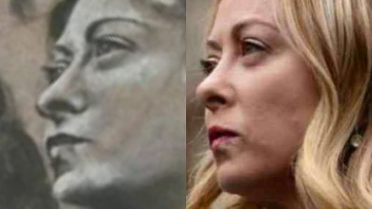 Dalla foto al dipinto: i tratti in comune tra l’angelo Meloni e lo scatto della premier al Viminale