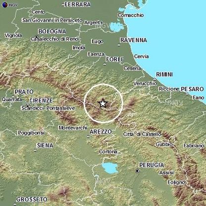 Serie di scosse nel Forlivese,<br />la pi&ugrave; forte di magnitudo 3.9