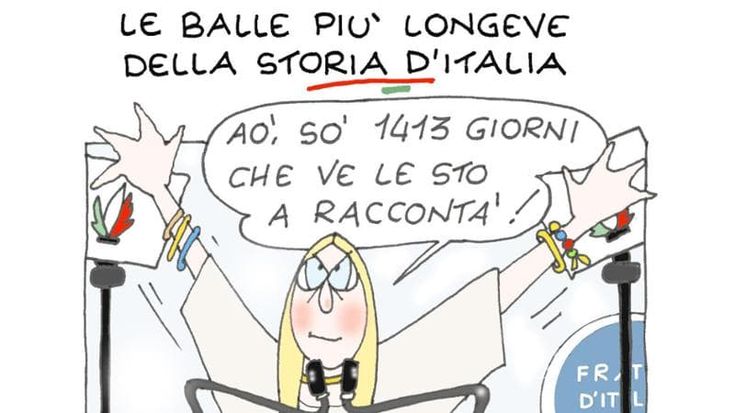 Meloni a Bari per la festa di governo nella vignetta di Ellekappa