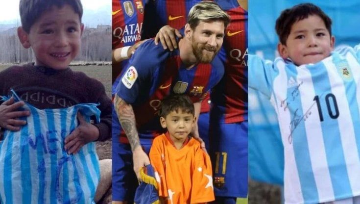 "Messi salvami dai talebani", il bimbo afghano con la maglia fatta con una busta di plastica fa appello al campione
