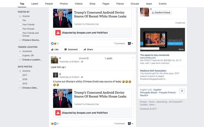 Trump e i leaks: la prima notizia bollata da Fb come fake news