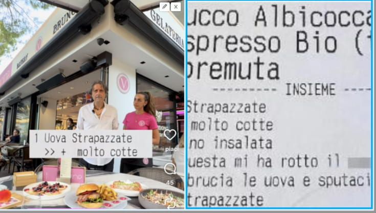 “Sputa nelle sue uova, mi ha rotto”, lo sfogo del cameriere contro la cliente resta sullo scontrino