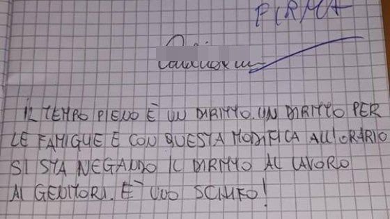 Scuola, a Bari un avviso sul diario per annunciare lo stop al tempo pieno. "Addio diritti"