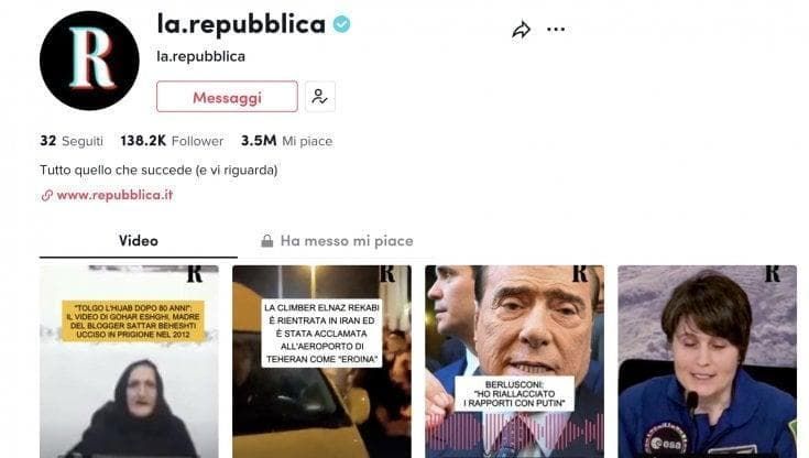 Repubblica conquista il primato su TikTok: in un mese 18 milioni di visualizzazioni video
