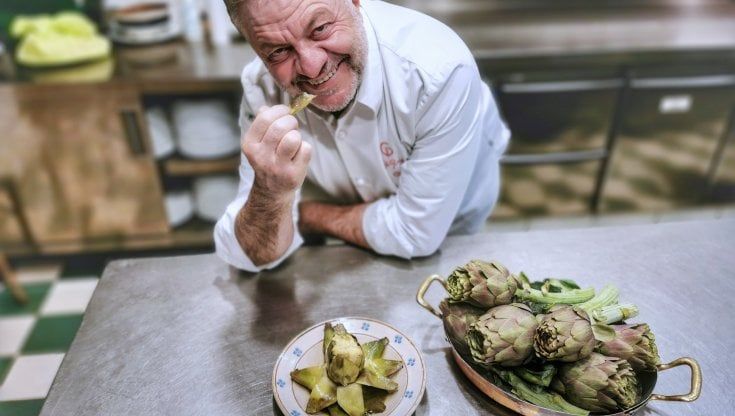 Le ricette di Peppe Guida: carciofi ripieni di pane e pecorino