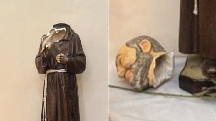 Frosinone, decapitata la statua di Padre Pio nella chiesa di San Benedetto