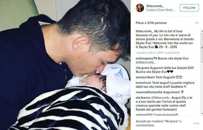 Elisabetta Canalis è mamma: è nata Skyler Eva Perri
