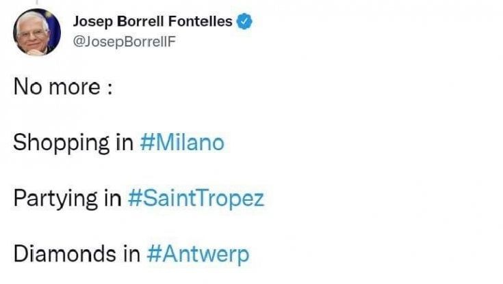Crisi Ucraina-Russia, il tweet cancellato di Borrell dopo le sanzioni alla Russia: "Niente più shopping a Milano e feste a Saint Tropez"