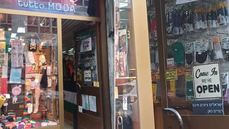 “Israeliani sionisti non sono benvenuti”: il cartello sul negozio di via Statuto, poi rimosso