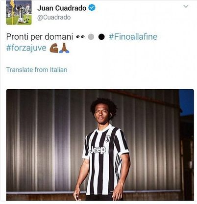 Juventus, gaffe Cuadrado: svela la nuova maglia con un tweet