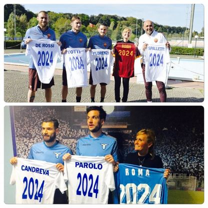 Roma e Lazio insieme per sostenere la candidatura alle Olimpiadi del 2024: lo scambio di maglie