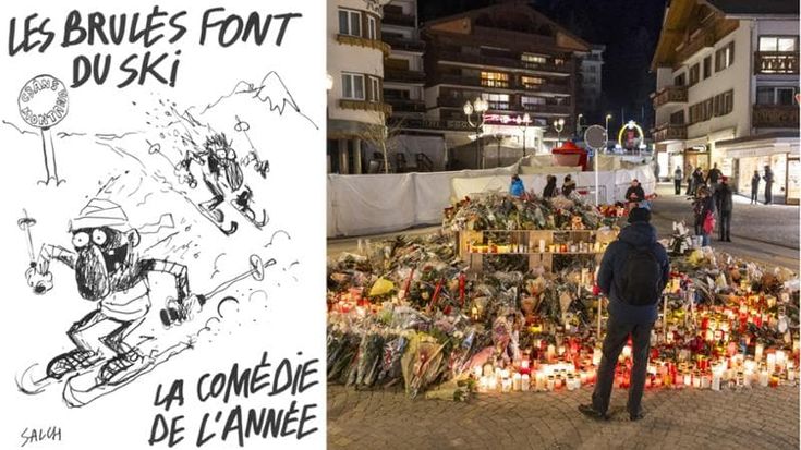 Crans-Montana, polemiche per la vignetta di Charlie Hebdo con giovani ustionati sugli sci
