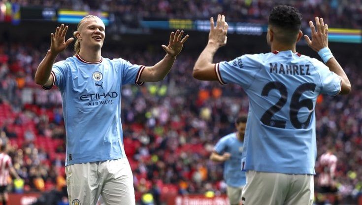 Manchester City in finale di Fa Cup: 3-0 allo Sheffield United con tripletta di Mahrez