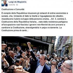 Referendum, il sindaco di Napoli: "La Costituzione prima di cambiarla andrebbe attuata"