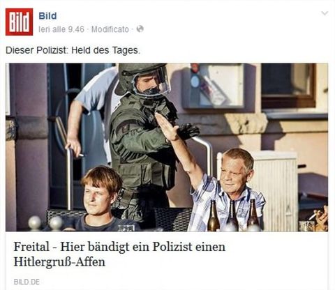 Germania, il poliziotto impedisce il saluto nazista a un simpatizzante