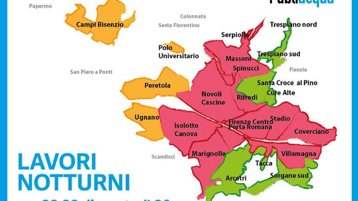 Lavori sulla rete a Firenze, notte senz'acqua in molte zone della città. Ecco dove