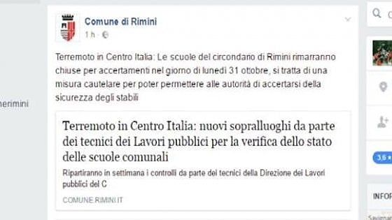 "Scuole di Rimini chiuse per il sisma", ma è una bufala su Whatsapp. Il Comune: "Sciacallaggio"