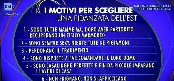 "Perché scegliere le donne dell'est": polemica per la "lista" del programma di RaiUno