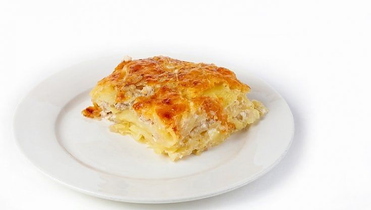 Tortino di patate con guanciale e pecorino alla birra