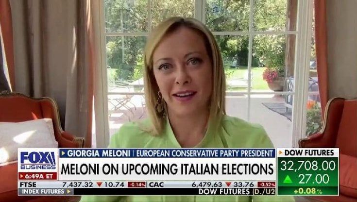 Meloni alla Fox: "Potrei essere la prima premier donna in Italia"