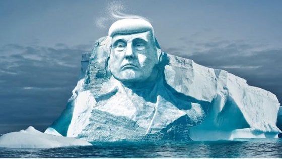 Artico, la sfida dell'ong: Trump scolpito nel ghiaccio per dimostrare che il riscaldamento globale esiste