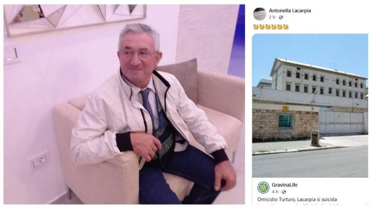 Gravina, suicida in carcere Giuseppe Lacarpia: era accusato di aver dato fuoco e ucciso la moglie. E la figlia esulta su Facebook