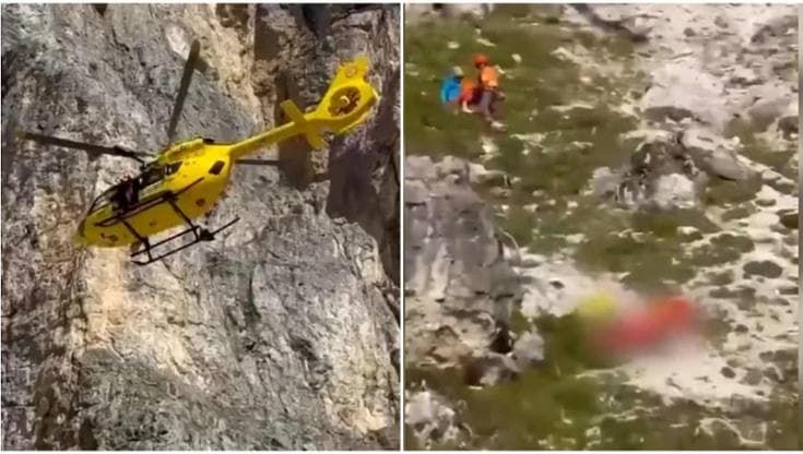 Belluno, tragedia sfiorata in montagna: durante il recupero rotolano a valle barella e soccorritore