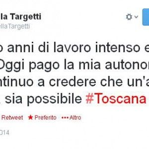 Targetti su "twitter": "Pago la mia autonomia"