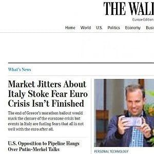 Il Wall Street Journal avverte: "Attenzione all'Italia, la crisi dell'euro potrebbe non essere finita"