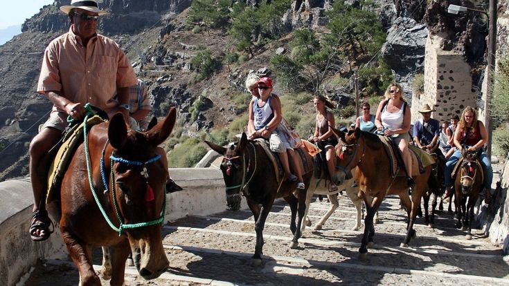 Il sovrappeso del turismo sfianca i muli di Santorini