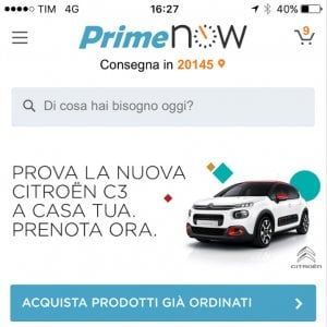 Idea Citroen, il test drive arriva a casa con Amazon Prime Now