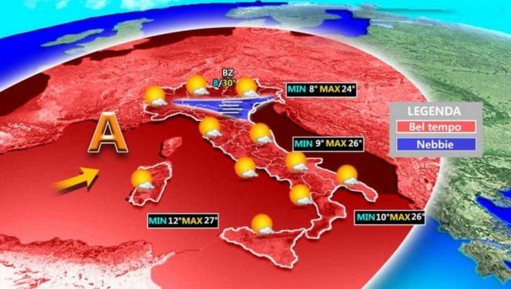 Previsioni meteo, ancora tre giorni di caldo anomalo, poi cambia tutto. Attenzione alla nebbia