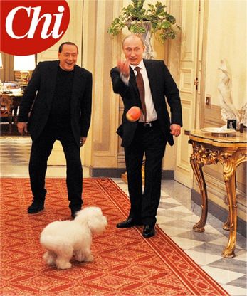 Dud&ugrave; superstar: gioca nel corridoio con Berlusconi e Putin