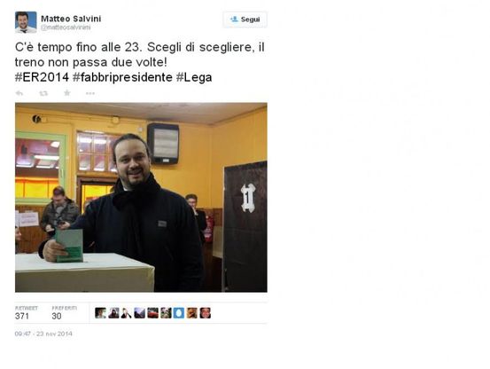 Salvini, comizi su Twitter nel giorno del voto
