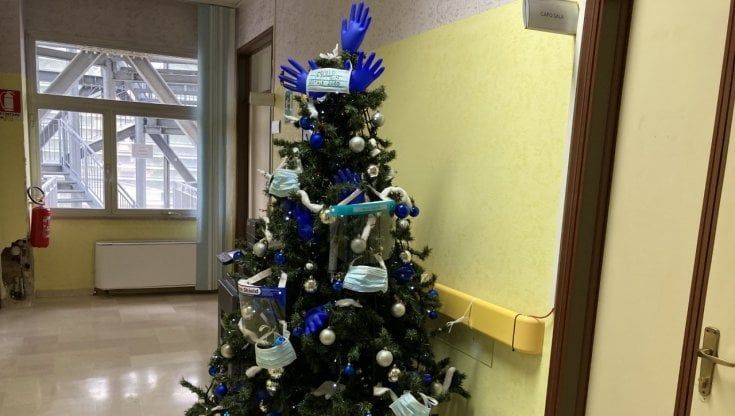 Mascherine e guanti per l'albero di Natale in corsia: "Sono le mani e le voci di chi lotta contro il Covid"