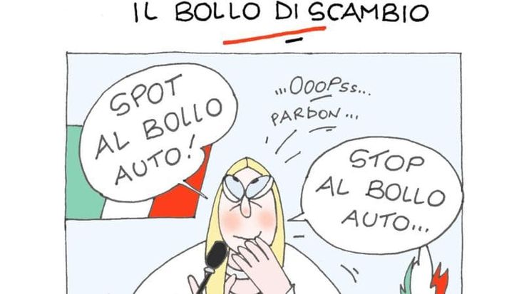 Il bollo auto di Meloni: la vignetta di Ellekappa