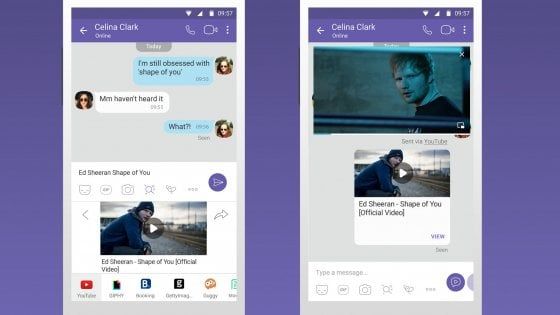 Viber, nelle chat  YouTube, Spotify e Booking: estensioni per video, musica e viaggi