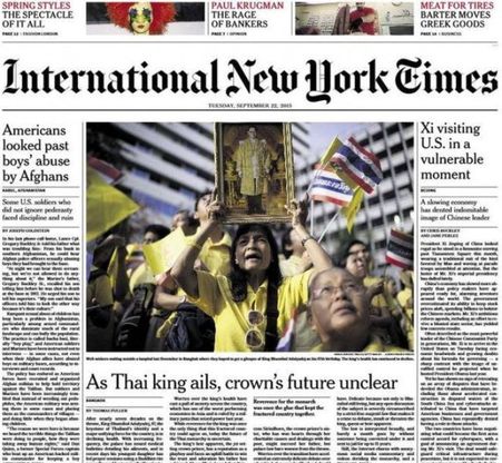 Thailandia, il New York Times non va in stampa: in prima pagina c'era il re malato