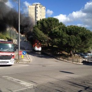 Potenza, bus urbano prende fuoco in via Ionio