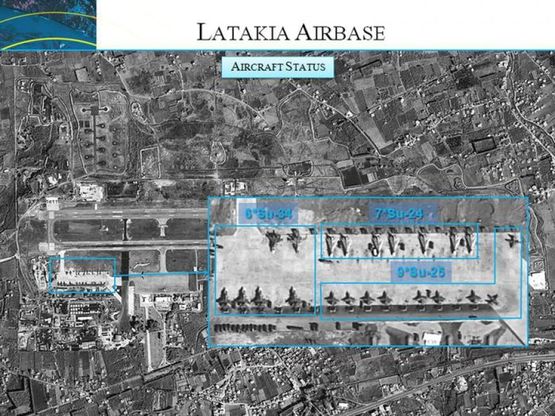 Siria, a Latakia decine di aerei e missili russi. Le foto satellitari