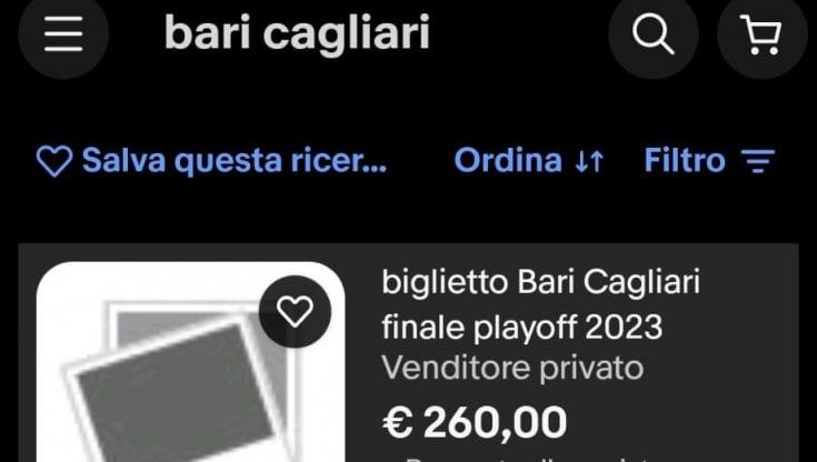 Bari, allarme bagarini per la finale play-off con il Cagliari: su eBay fino a 500 euro per due posti al San Nicola